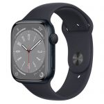 Apple Watch Series 8 45 мм (алюминиевый корпус, полуночный/полуночный, спортивный силиконовый ремешок) 